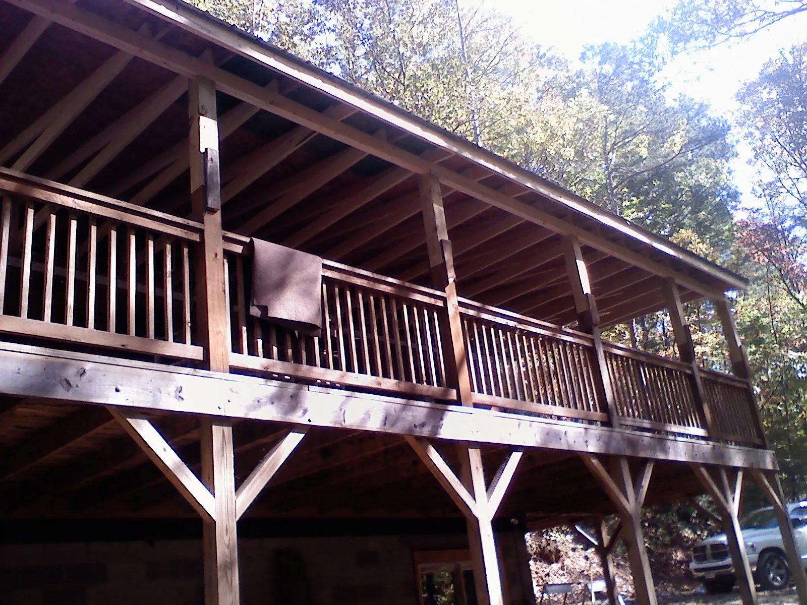 Timber framing under a new elevated porch and deck — Roof Leak Repair in Hallwood by Roofing Brothers